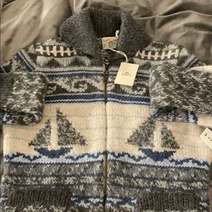 NWT Faherty Hand Knit Zippered Alpaca Cardigan